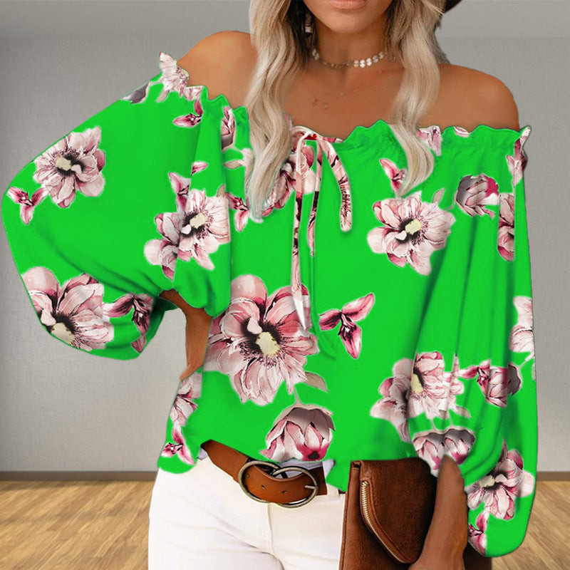 Damen Carmen-Bluse mit Blumenmuster, Größe