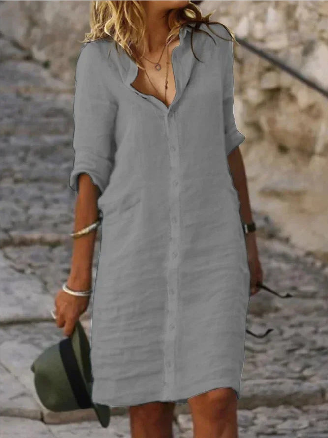 Damen-Freizeit-Hemdblusenkleid mit schicken Details, Größe