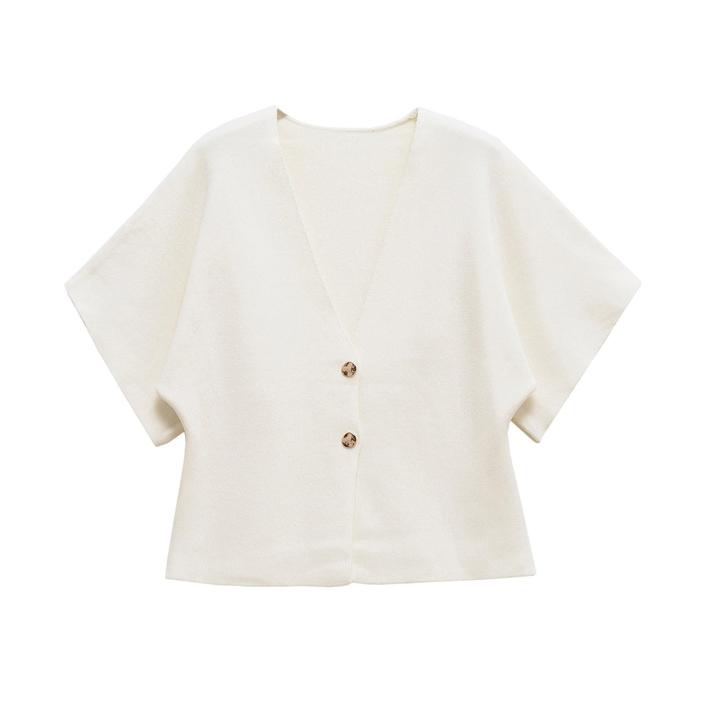 Women's lightweight cardigan with an elegant V-neck and luxurious button details, size S