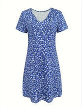 Damen-Kurzarmkleid mit Blumendesign und bequemem Schnitt, Größe [size missing]