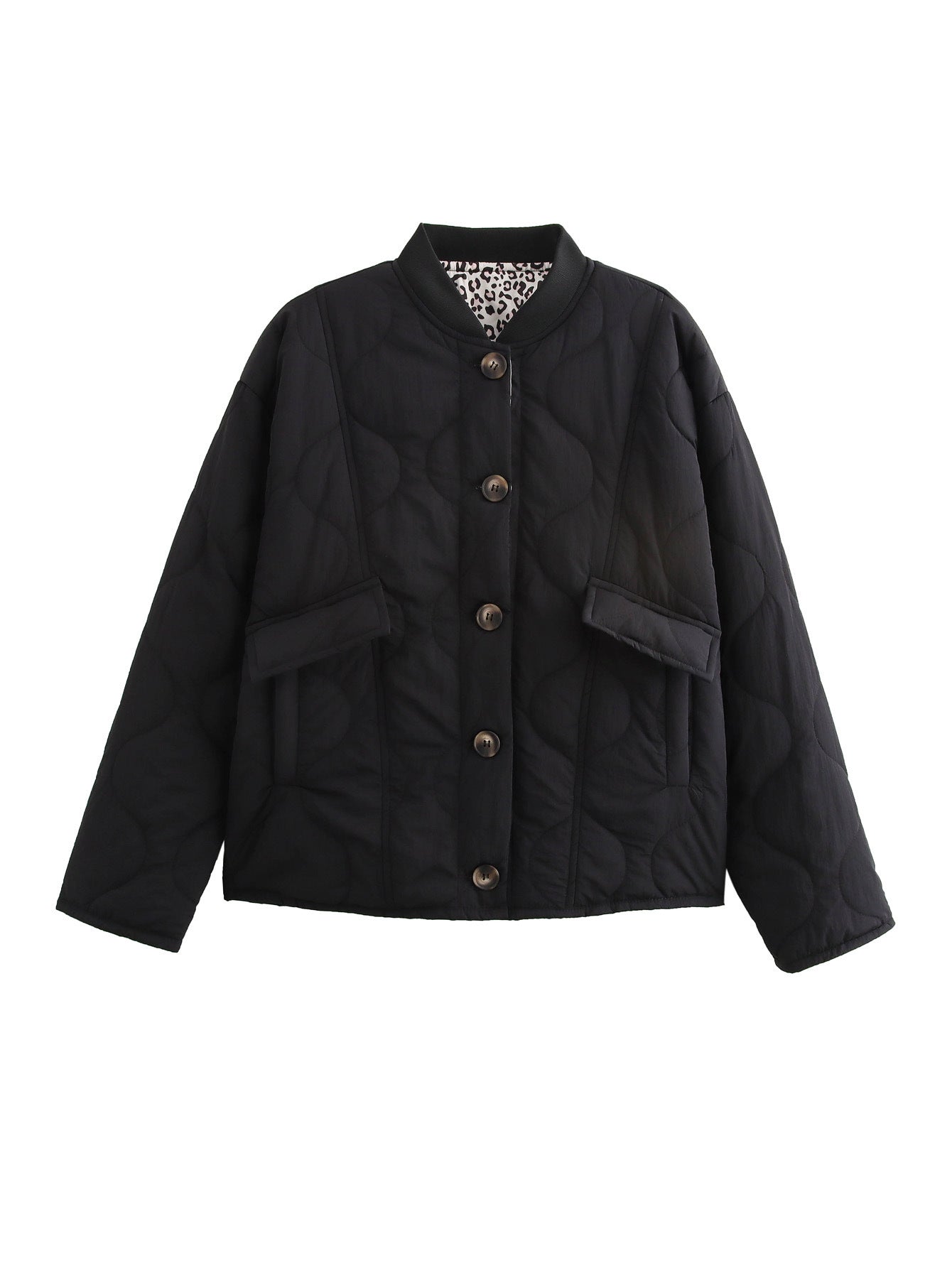 Women's quilted jacket in an elegant design with practical button closure and side pockets, size S
