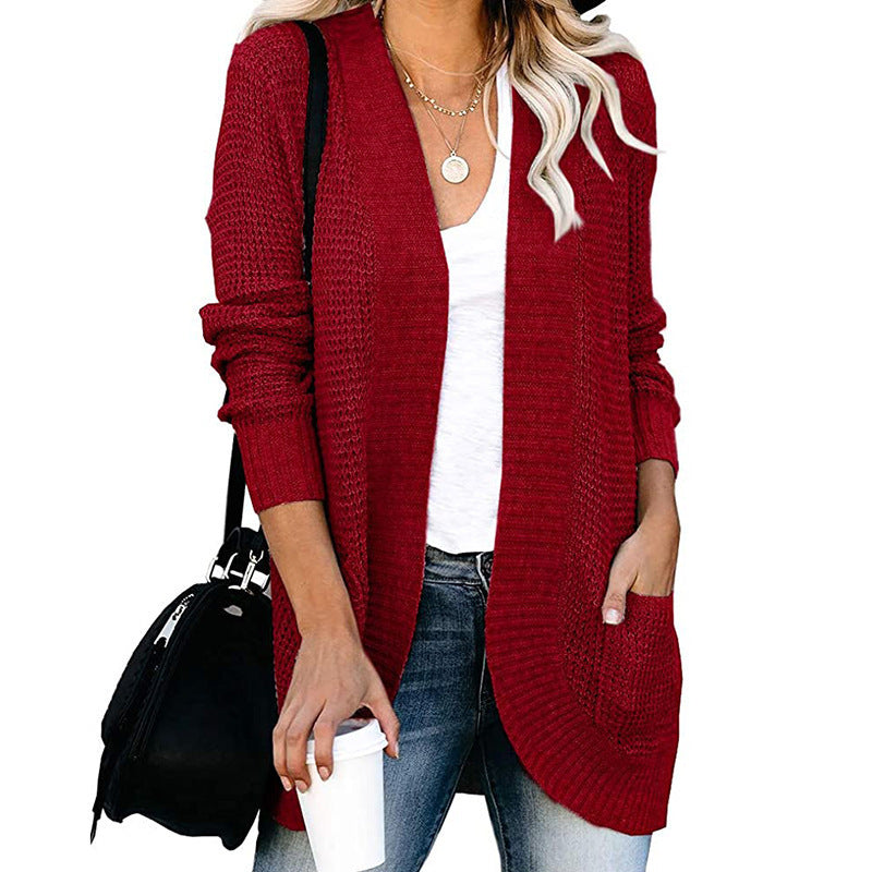 Women's open-cut cardigan with side pockets, size