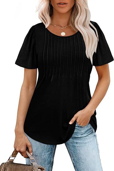 Damen-Sommer-T-Shirt mit Falten-Design, Größe