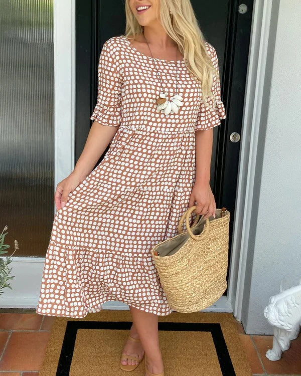 Valenzora | Sommerliches Rundhals-Kurzarmkleid mit Druck