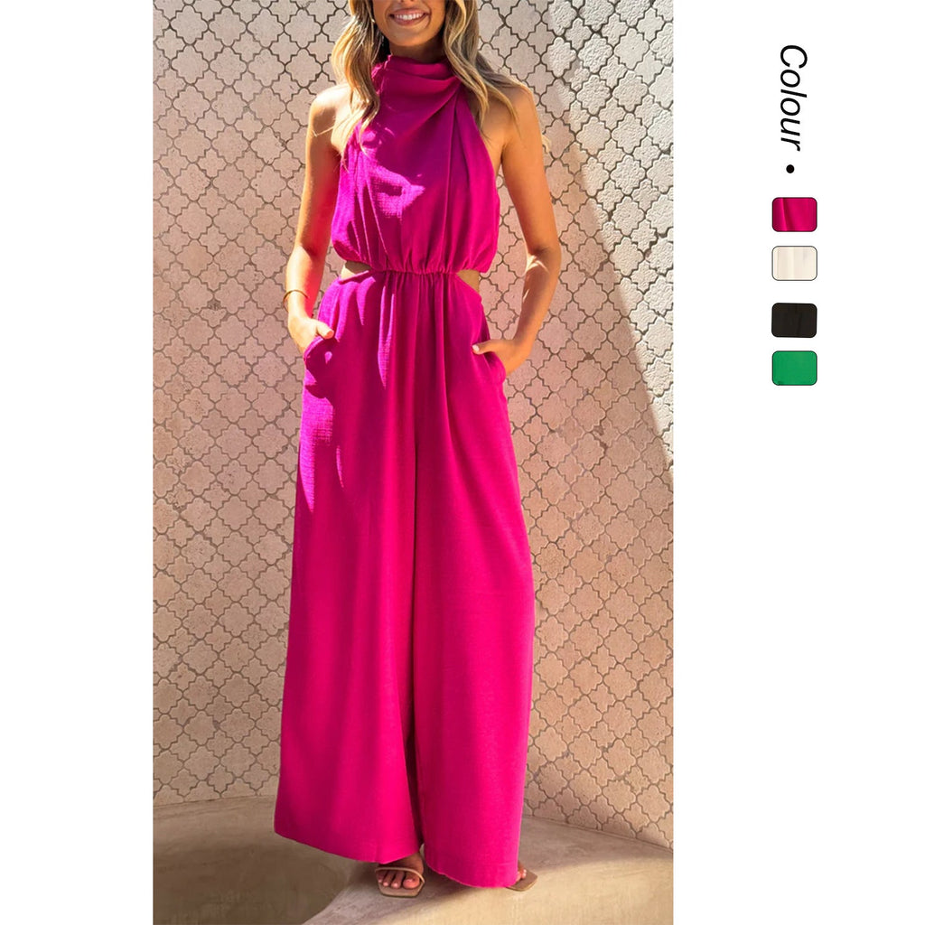 Eleganter Damen-Jumpsuit mit Stehkragen und Cut-Outs, Größe