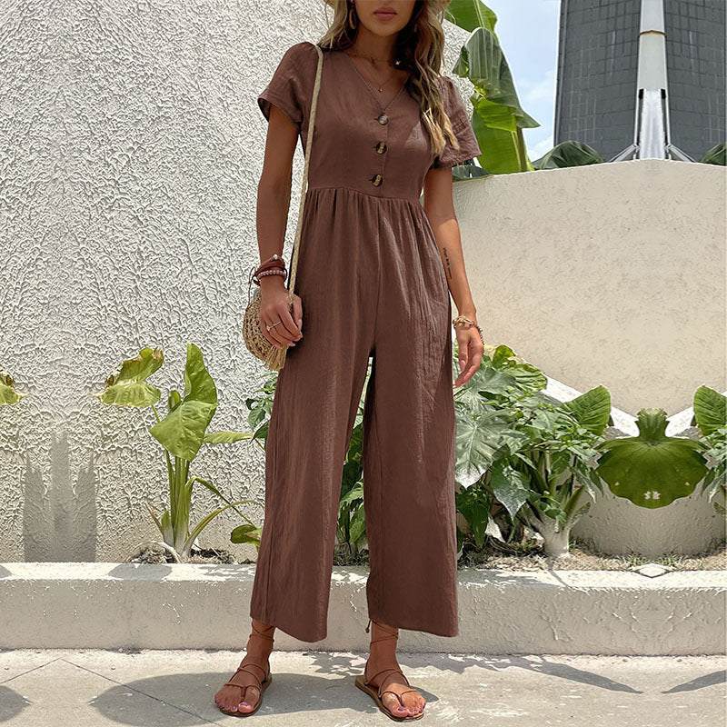 Women's jumpsuit with button details and airy cut, size S