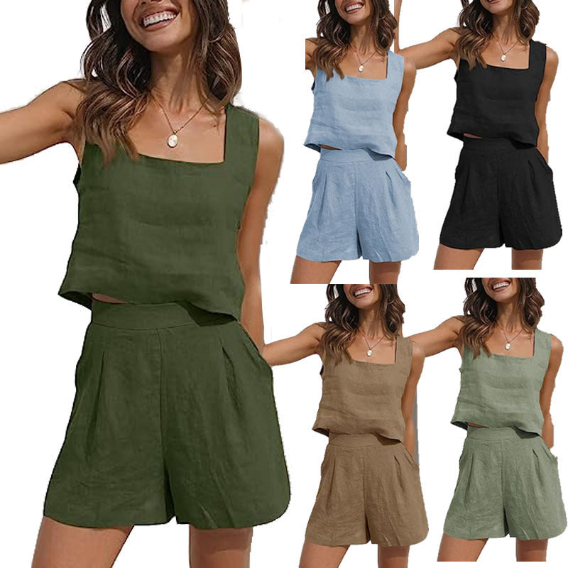Damen Leichte Sommerbluse und Shorts-Set, Größe