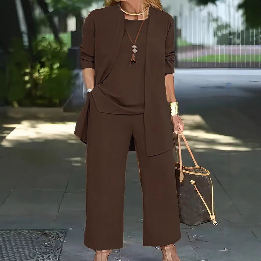 Valenzora | Dreiteiliges Set mit Langarm-Cardigan und Weste