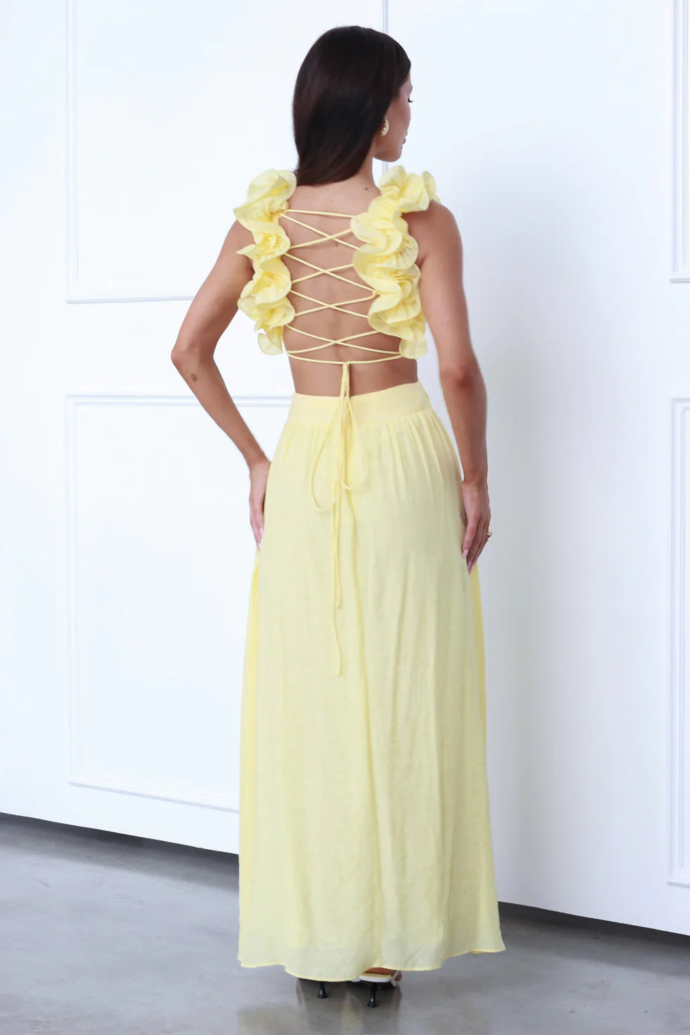 Valenzora | Tied Pleated Solid Color Skirt Dress