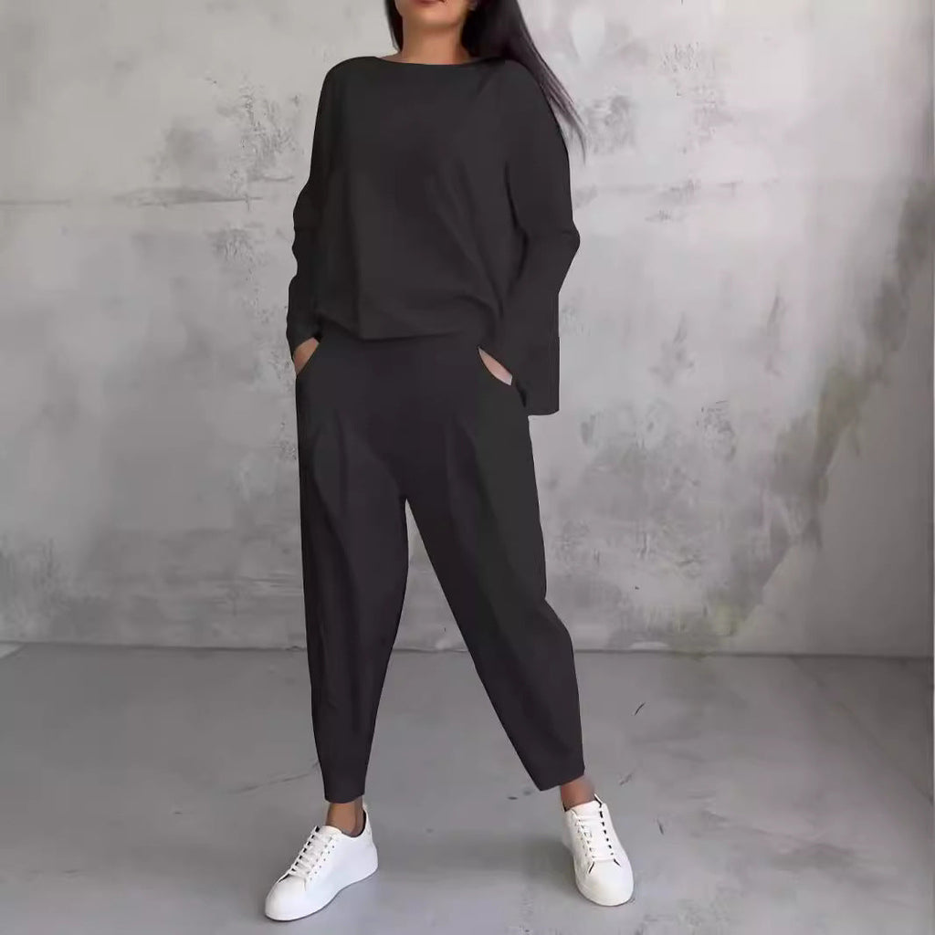 Valenzora | Irregular Harem Pants Long Sleeve Set