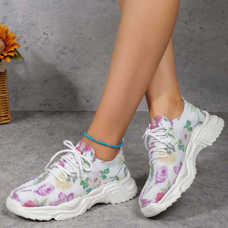 Valenzora | Wide Floral Pattern Sneakers for Women