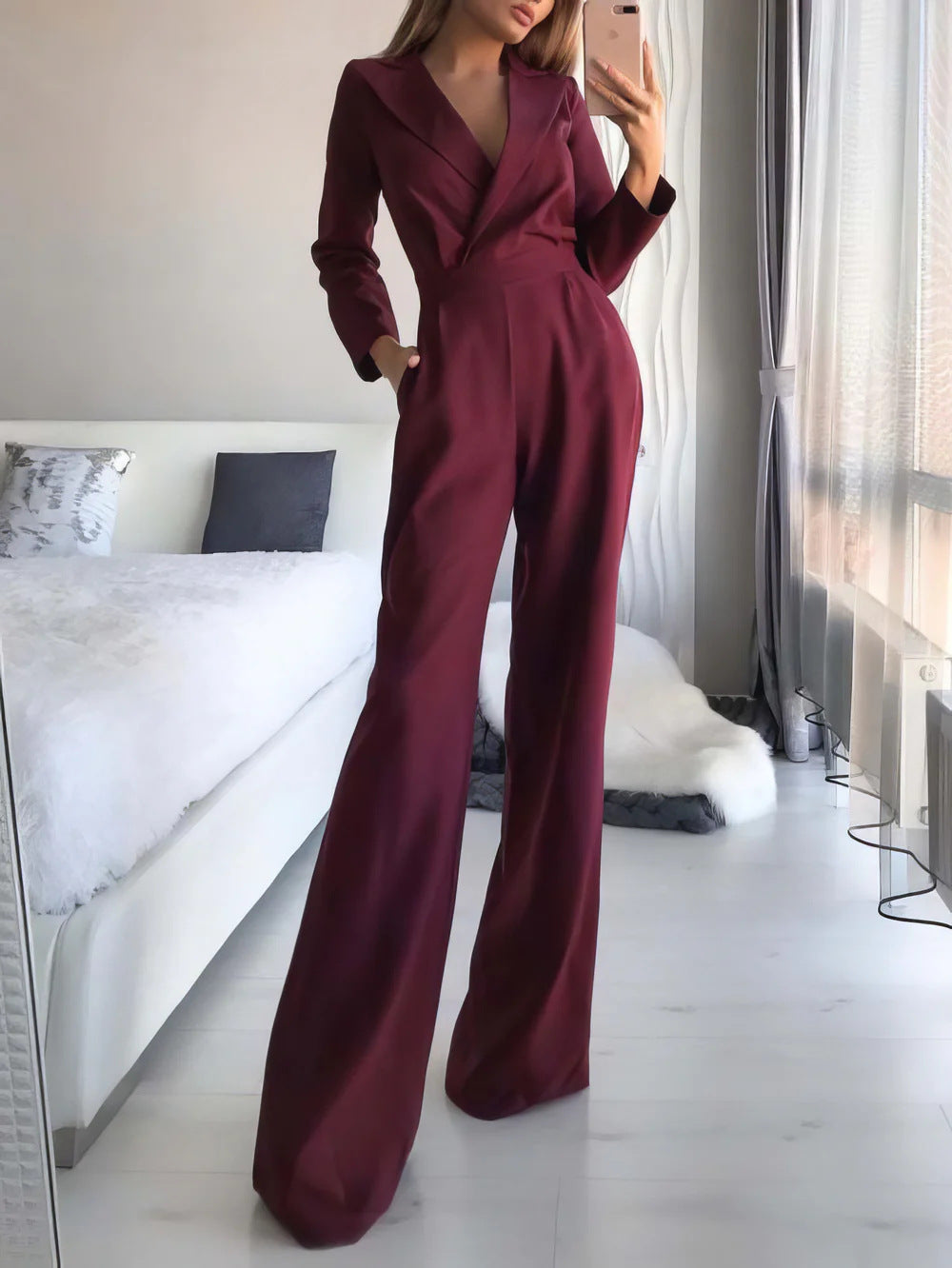 Valenzora Langarm-Jumpsuit mit schmaler Passform für Damen