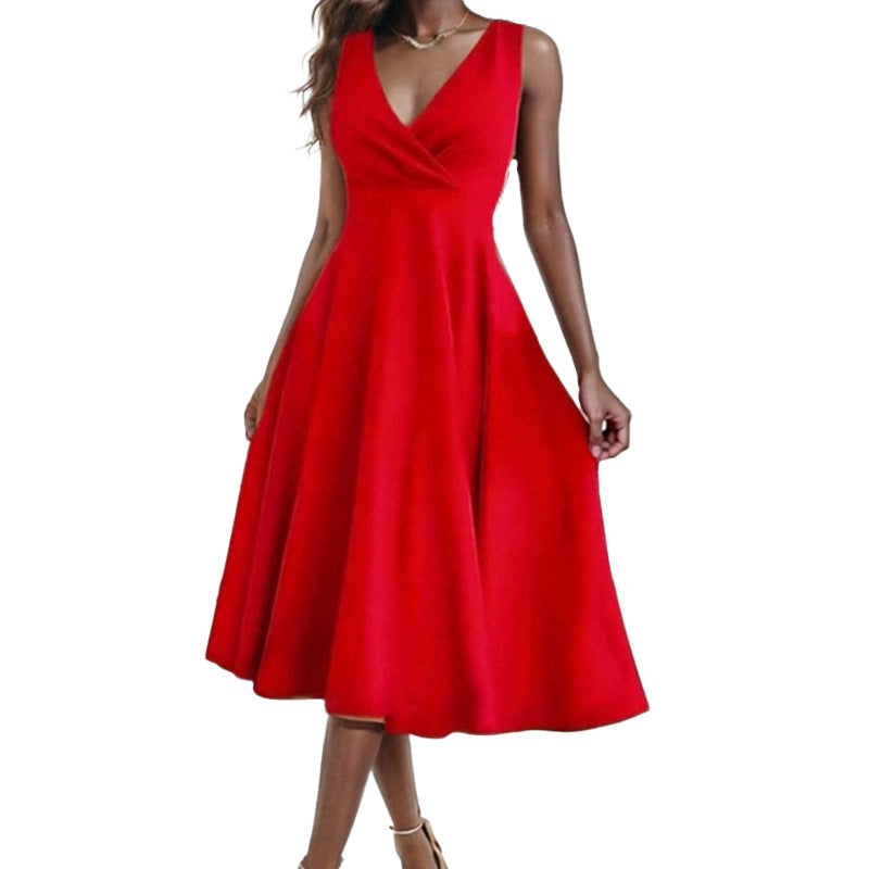 Elegantes und luftiges Damenkleid mit V-Ausschnitt, Größe