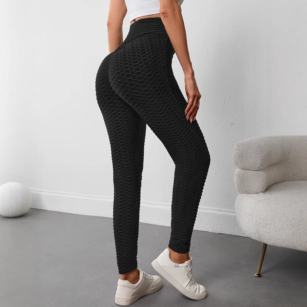 Women's high-waisted sports leggings with a textured surface, size S