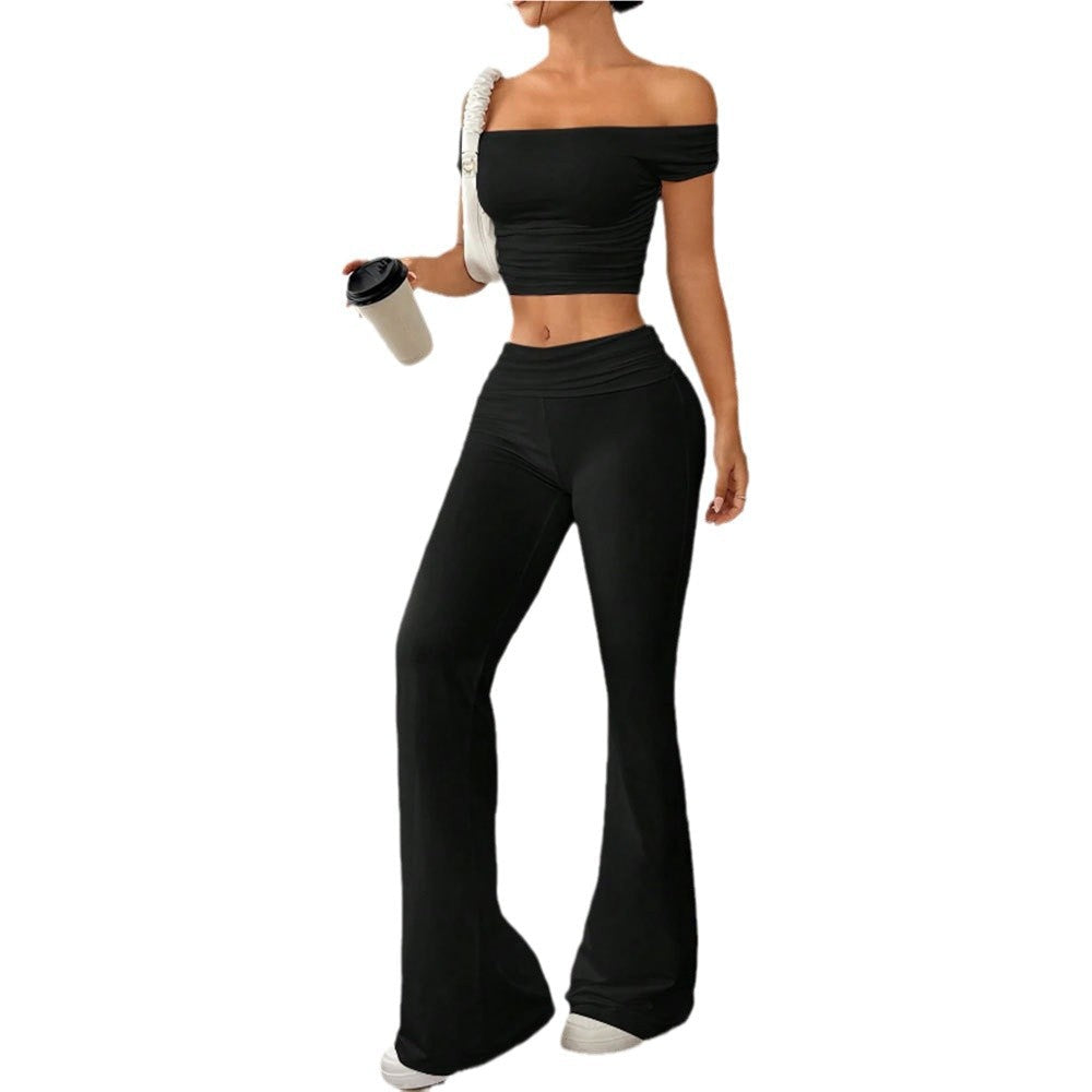Women's cropped top and palazzo pants set, size
