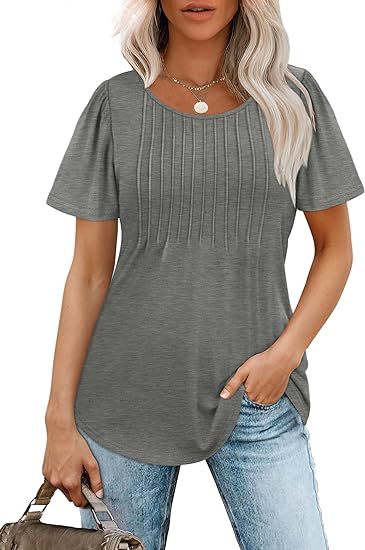 Damen-Sommer-T-Shirt mit Falten-Design, Größe