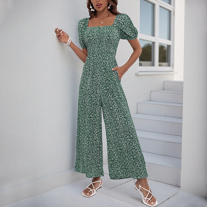 Damen-Oversize-Jumpsuit mit Puffärmeln und Gummizug in der Taille, Größe