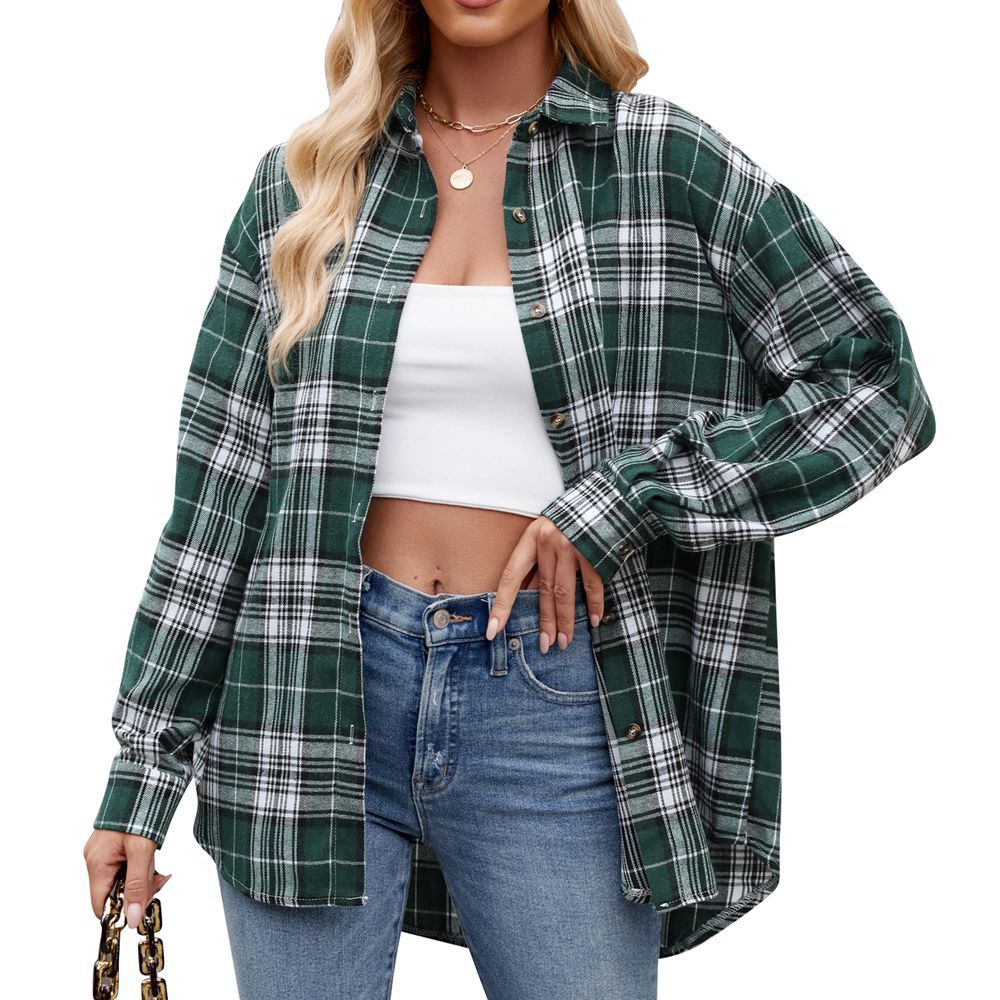 Damen karierte Oversized Hemdbluse Valenzora