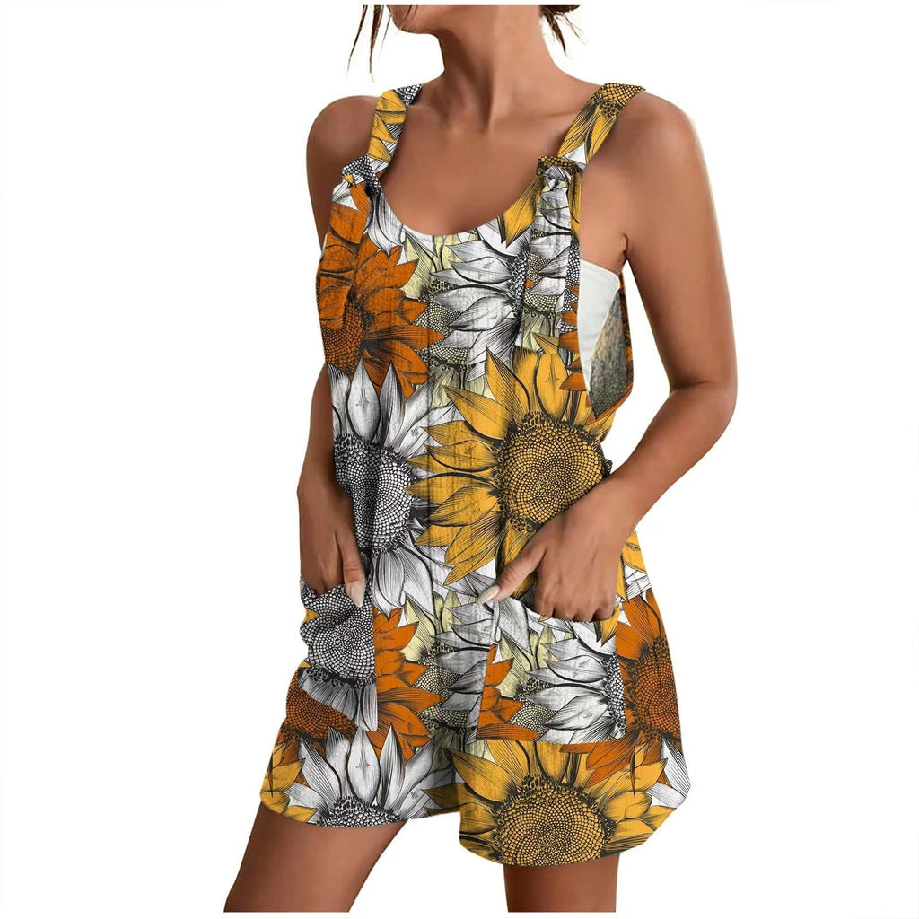 Luftiger Damen-Overall mit Blumenmuster und praktischen Taschen, Größe S