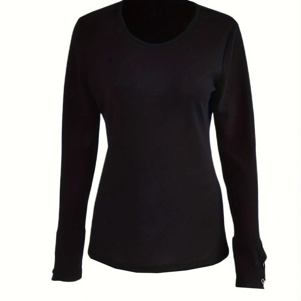 Women's long-sleeved shirt with unique button detail, size