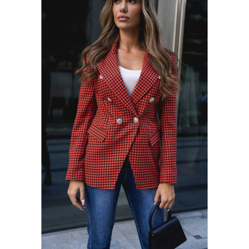Valenzora | Red plaid jacket for women