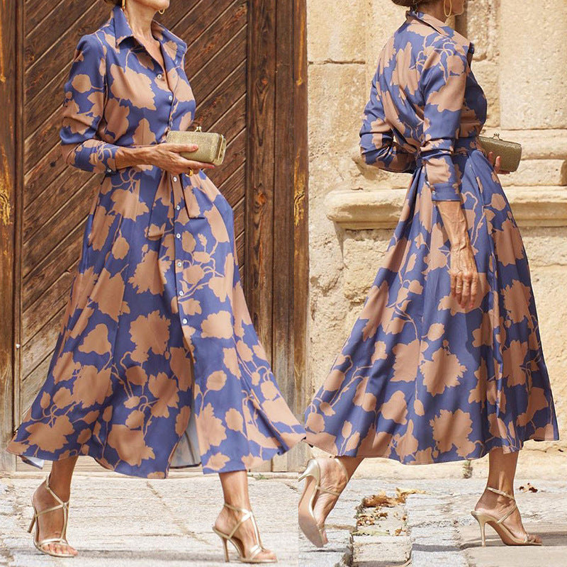 Damen-Hemdblusenkleid mit Blumenmuster und modernem Schnitt, Größe S