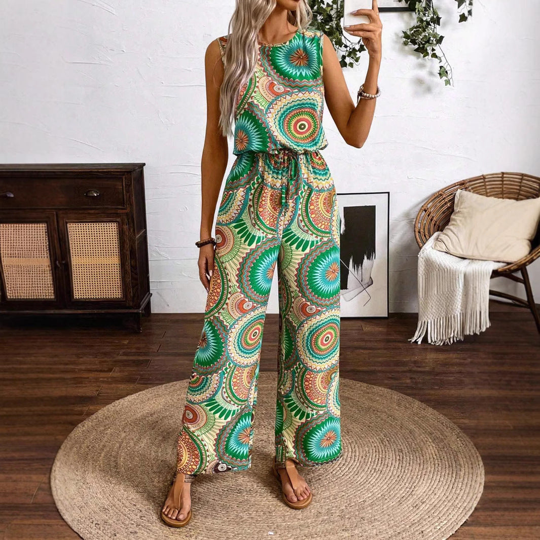 Women's wide-leg set with decorative pattern, size