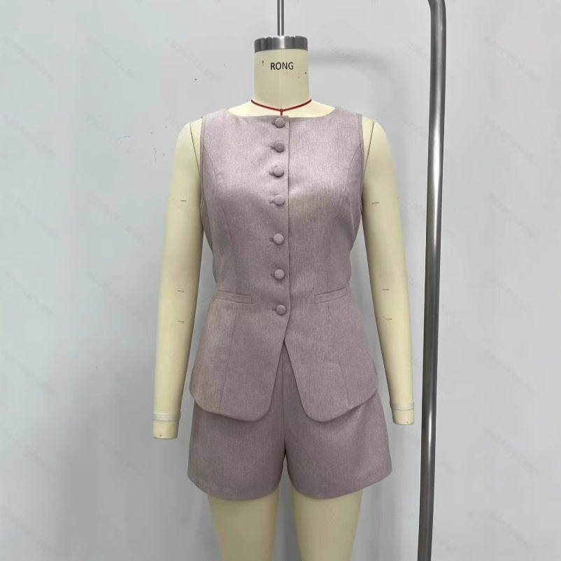 Eleganter Damen-Jumpsuit mit tailliertem Blazer und Shorts, Größe