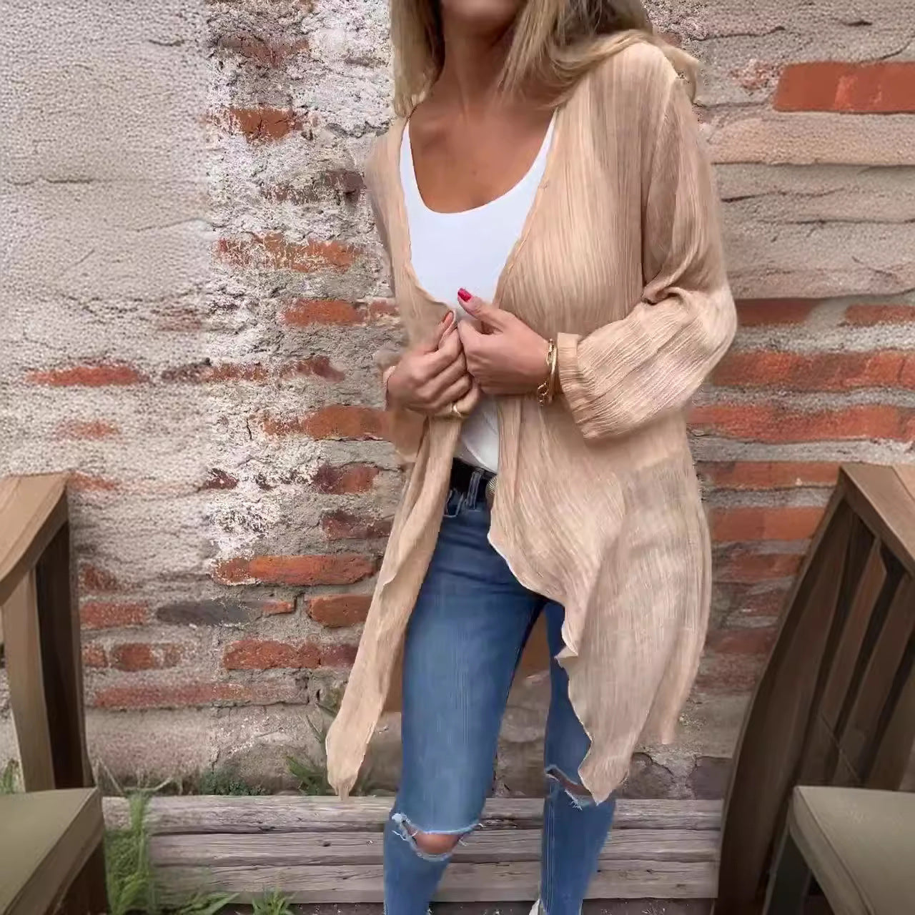 Kimono für Damen, luftig, vorne offen, Größe