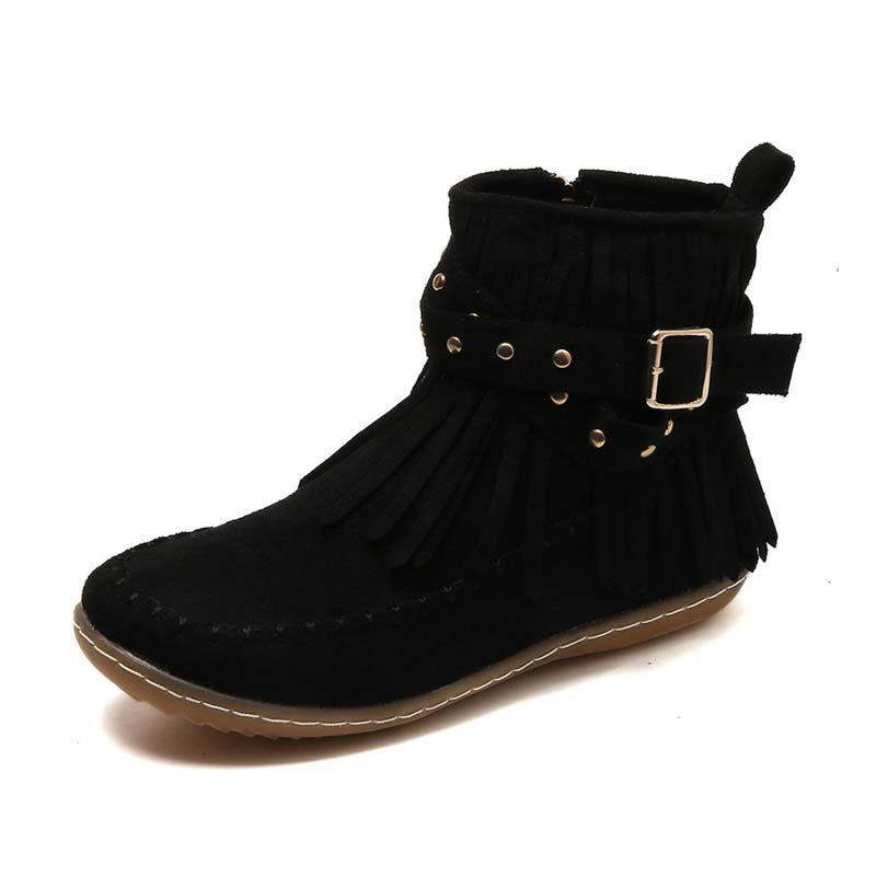 Valenzora | Boho ankle boots with fringes and buckles for women