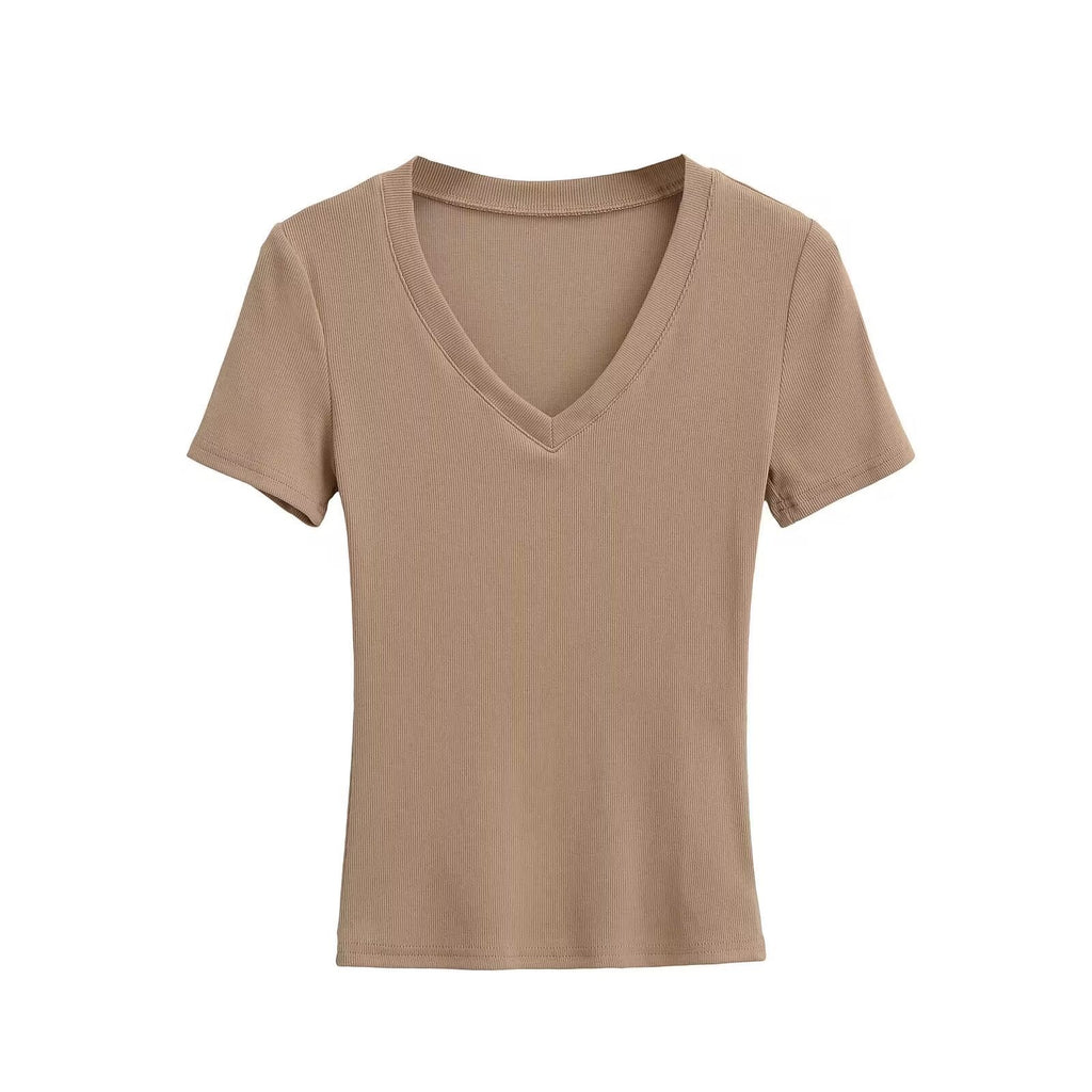 Women's V-neck T-shirt made of high-quality cotton with a comfortable fit, size [size missing]