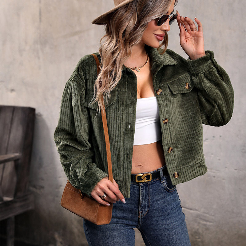 Damen-Cardigan in lässiger Cord-Optik mit Zierknöpfen und zwei Brusttaschen, Größe S