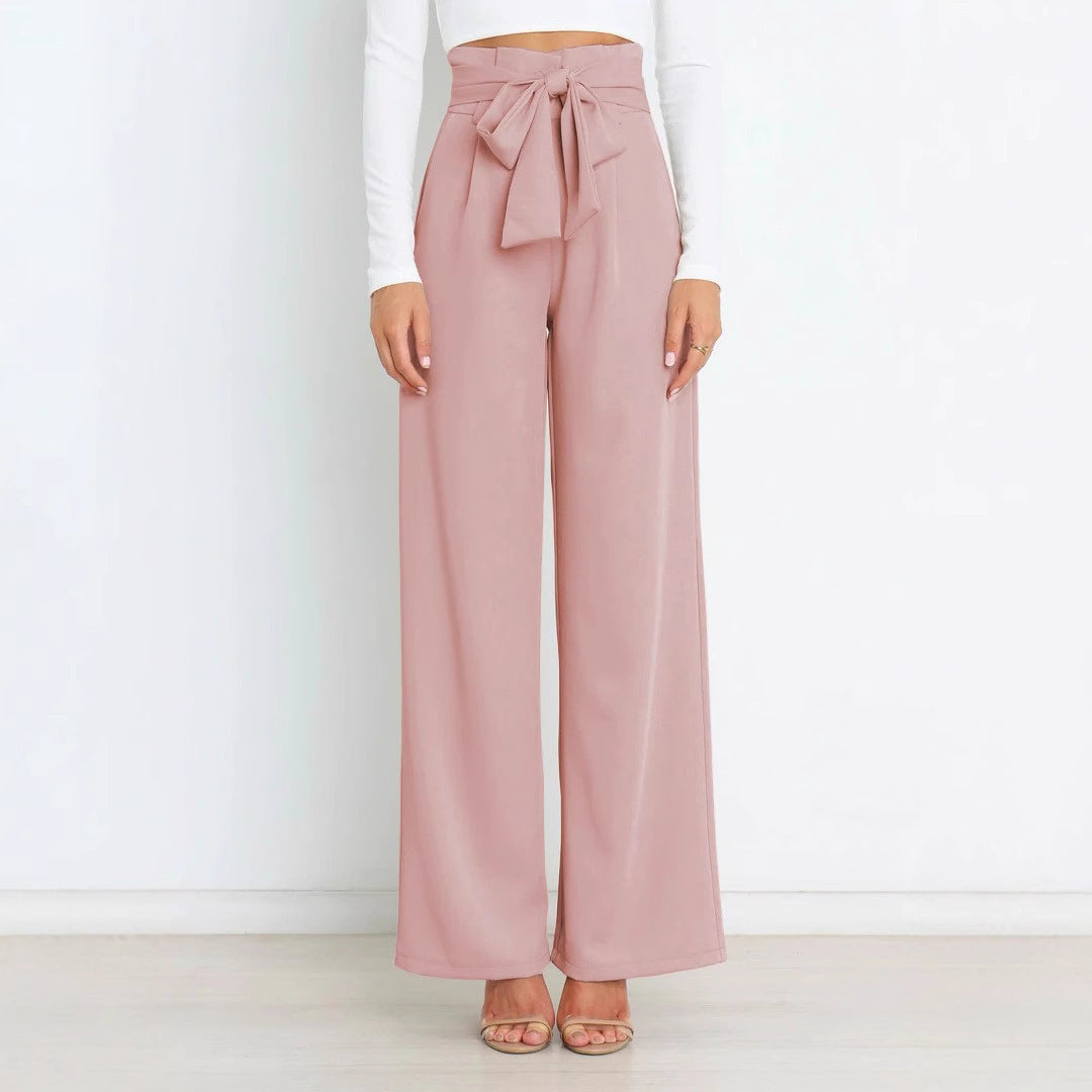 Elegante Damen-Hose mit weitem Bein und Gürtel, Größe