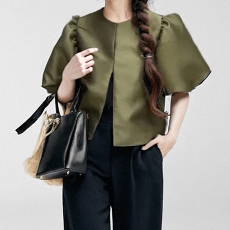 Damenbluse mit voluminösen Puffärmeln und modernem Design, Größe S