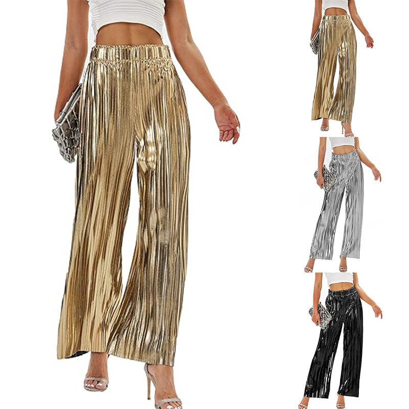Elegante Damen Plisseehose mit elastischem Bund, Größe