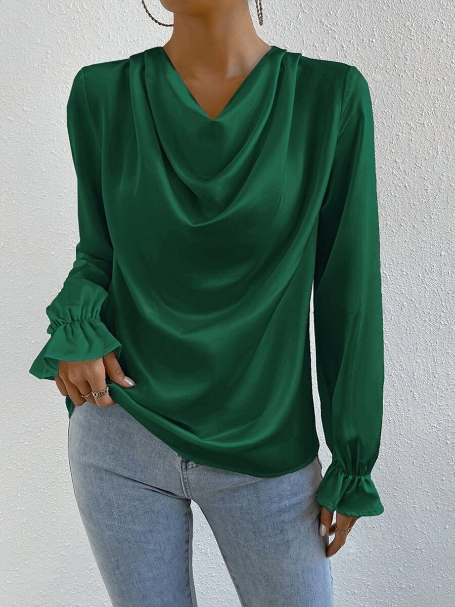 Valenzora | Satinbluse mit langen Ärmeln