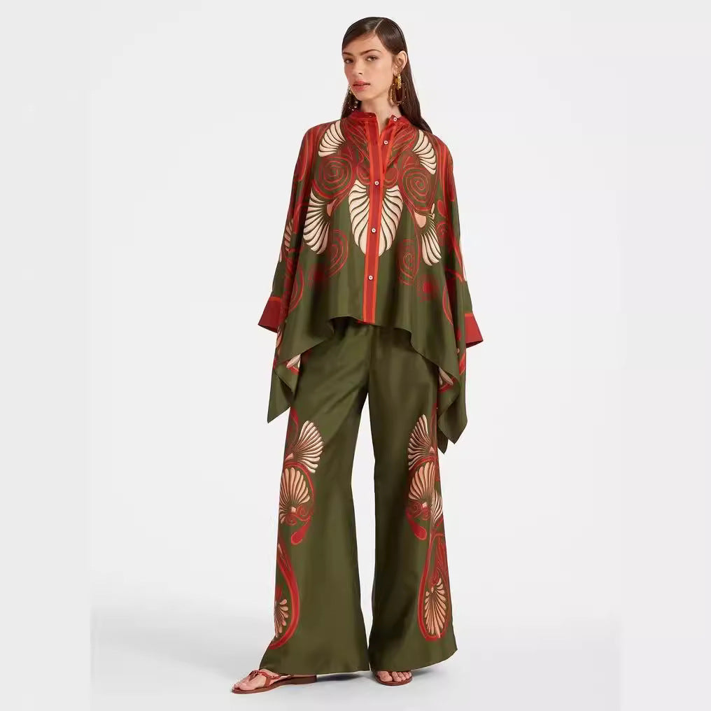 Valenzora | Stand-up collar top and trouser set