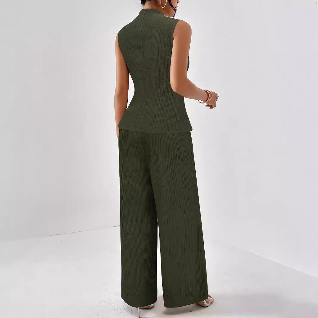 Eleganter Damen-Overall mit Rippstruktur und Stehkragen, Größe