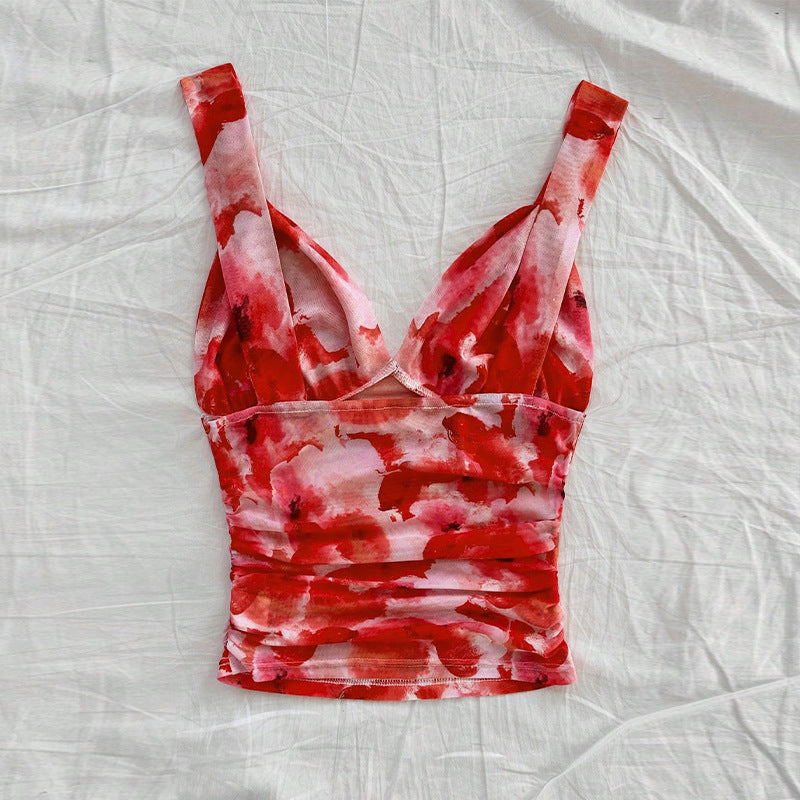 Women's top with a modified V-neck and sophisticated draping effect, size S