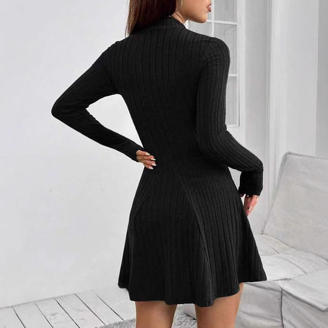 Damen Strickkleid mit Strukturmuster und langen Ärmeln, Größe