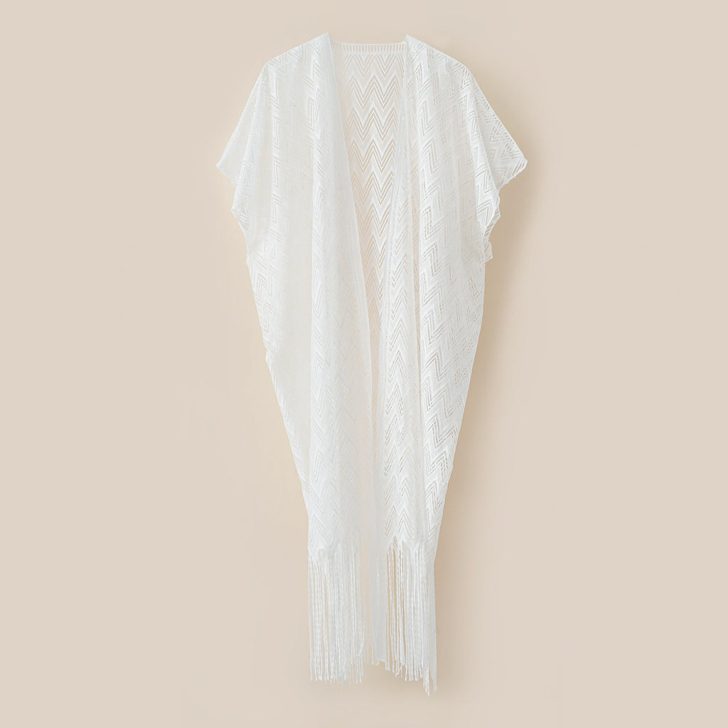 Damen eleganter und luftiger Kaftan mit Fransenabschlüssen Drune