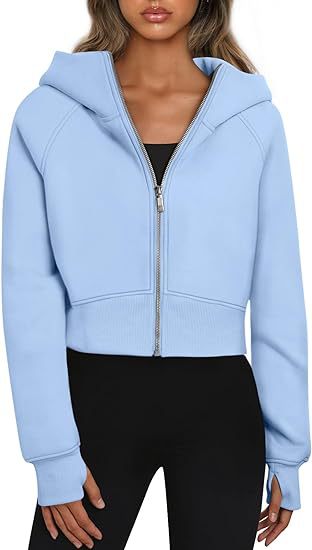 Women's short-cut hooded jacket with zipper, size