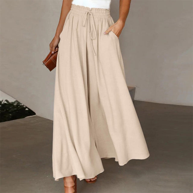 Valenzora | Leichte Damen-Leinenhose mit weitem Bein für Frühling und Sommer