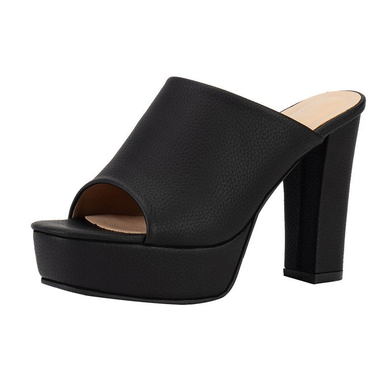 Women's platform mules with open toe and stylish block heel, size Valenzora