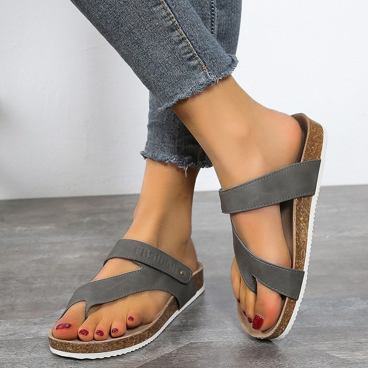 Damen-Flip-Flops mit bequemem Fußbett und modernem Korkdesign, Größe