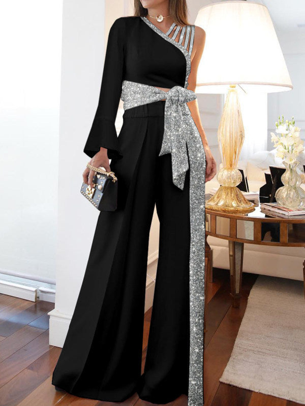 Valenzora | Carmen-Oberteil und Hose mit weitem Bein
