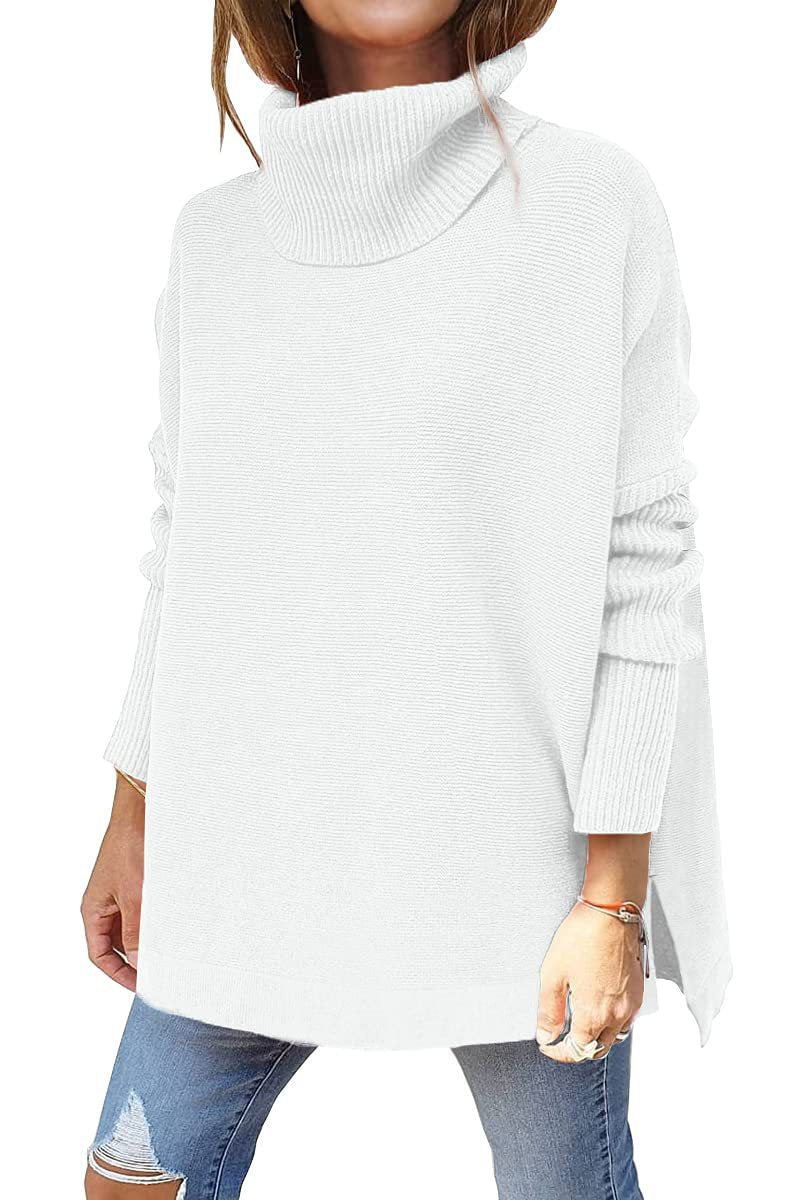 Women's oversized roll-neck sweater with a textured knit pattern and relaxed fit, size [size]