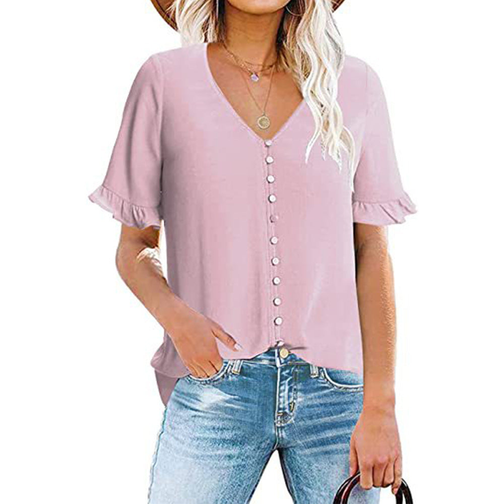 Damenbluse mit Rüschendetails und Knopfleiste, Größe