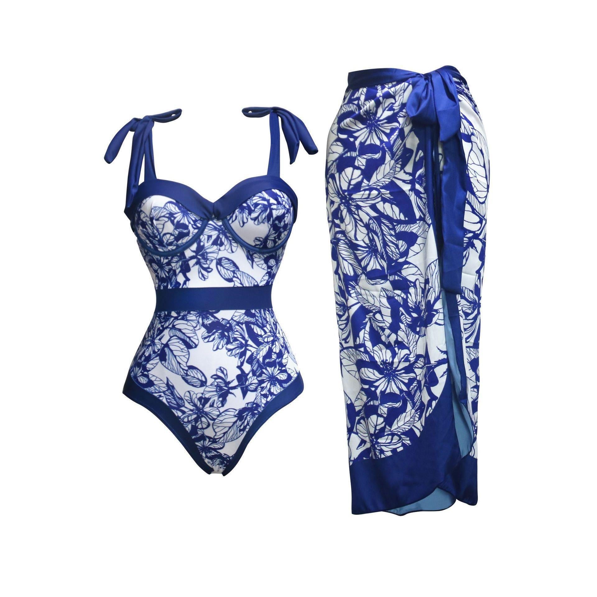 Damen-Badeanzug-Set mit elegantem Oberteil und passendem Pareo, Größe