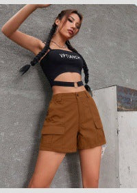 Damen Cargo-Shorts mit praktischen Seitentaschen und bequemer Passform, Größe S
